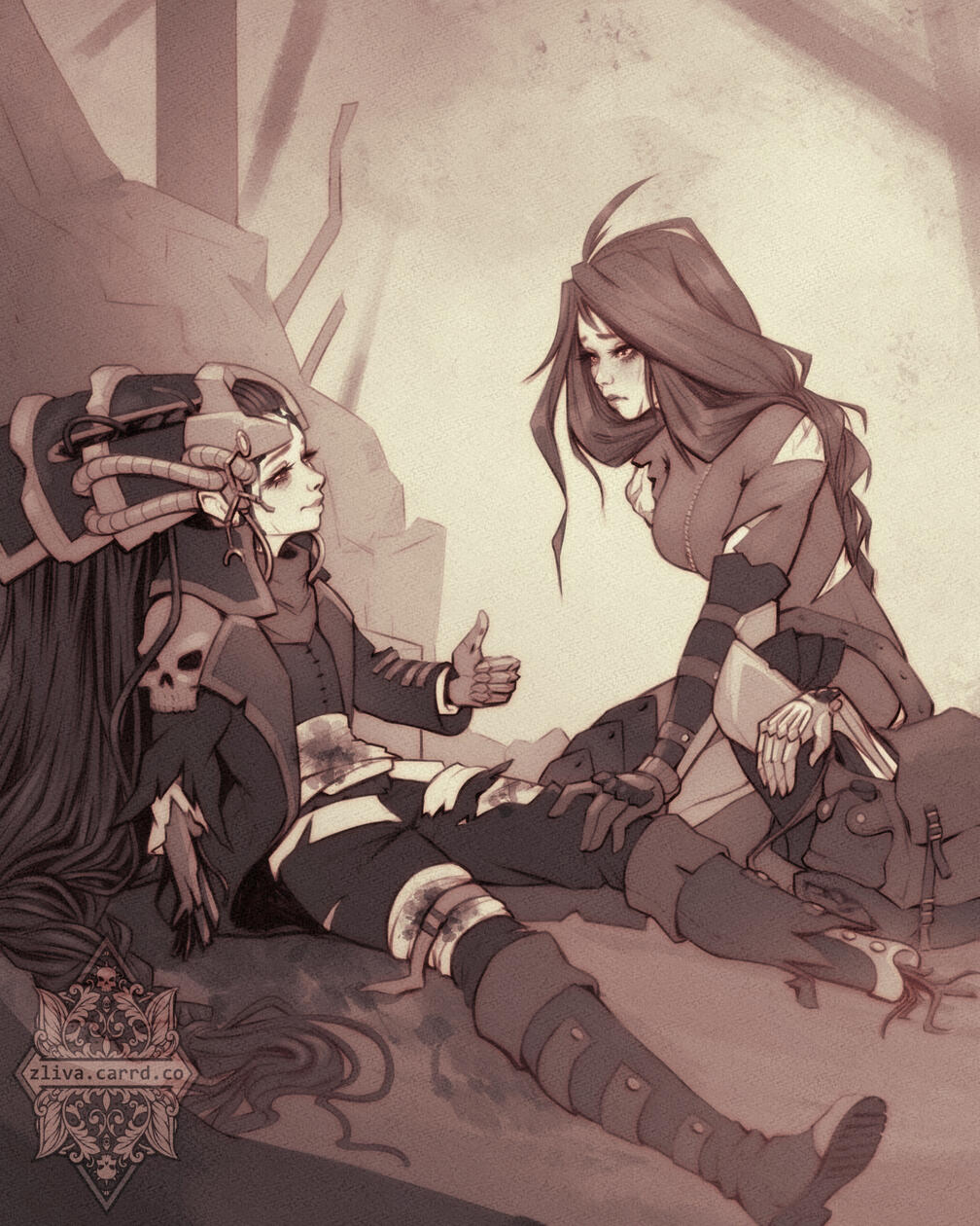 fullbody x2 | lineart/flats | simple background